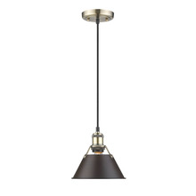  3306-S AB-RBZ - Orwell AB Small Pendant - 7" in Aged Brass with Rubbed Bronze shade